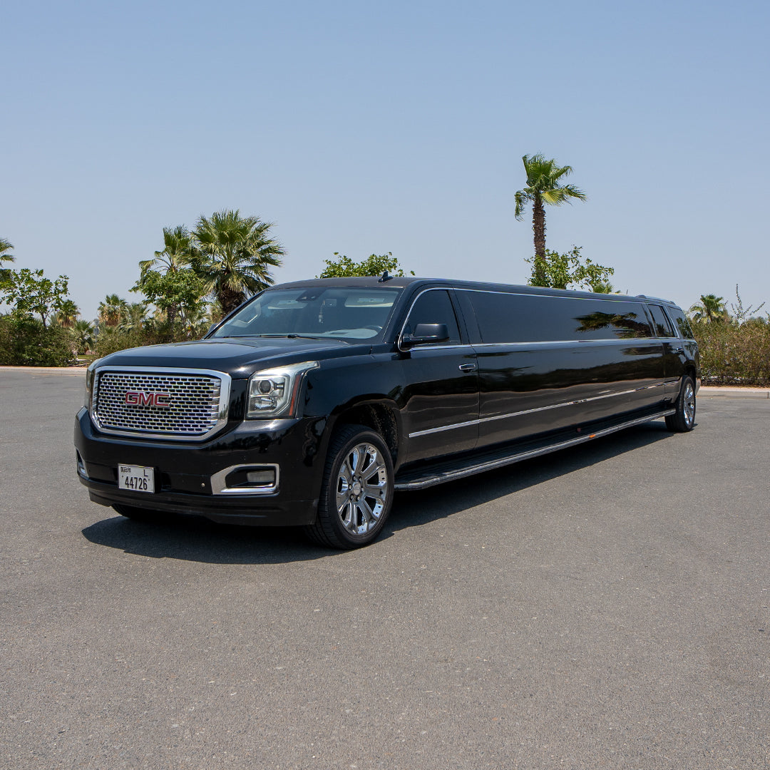 GMC Fendi stretch limousine with chauffeur in Dubai