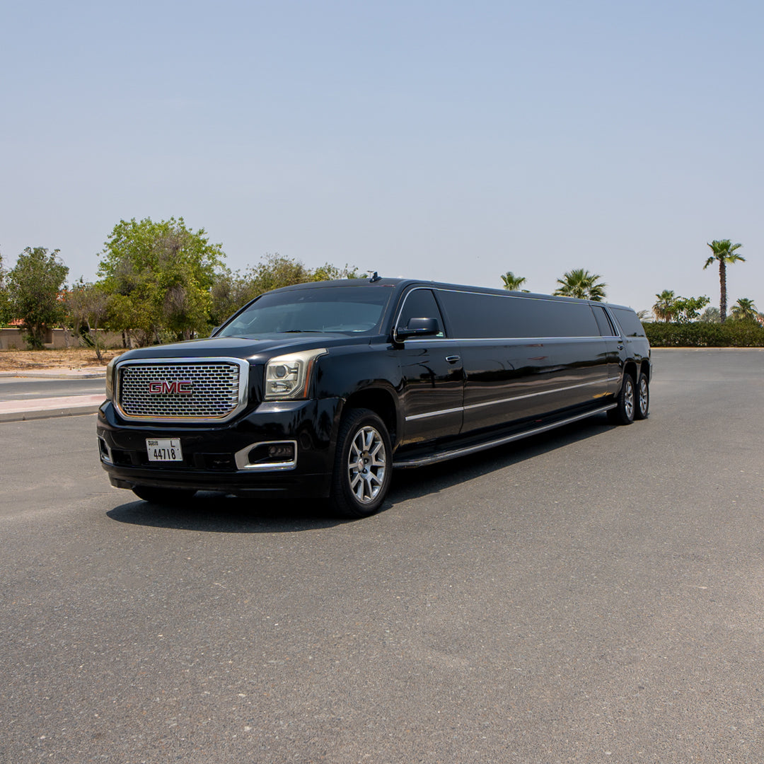 GMC Gucci stretch limousine with chauffeur in Dubai